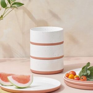 🆕 OUR PLACE SMALL PINK/WHITE BOWL SET of 4